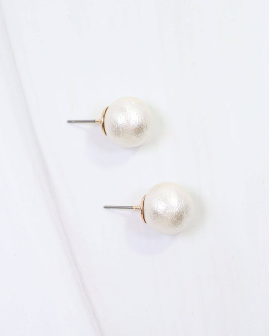 Caroline Hill - Alina Textured Pearl Stud Earring Cream: Default Caroline Hill