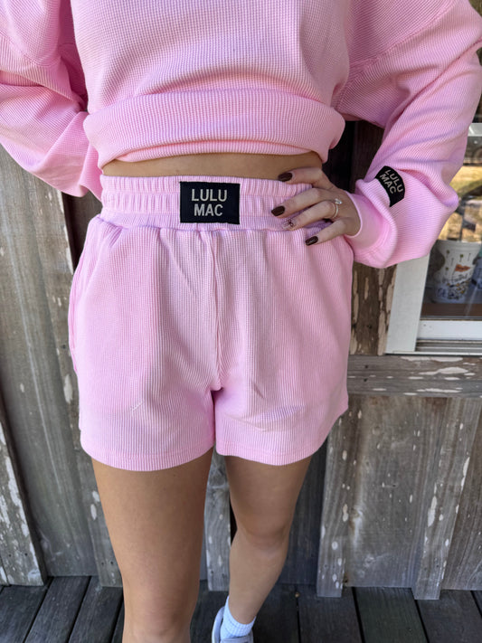 Lulu Mac Light Pink Waffle Knit Shorts Girlie Girl Originals