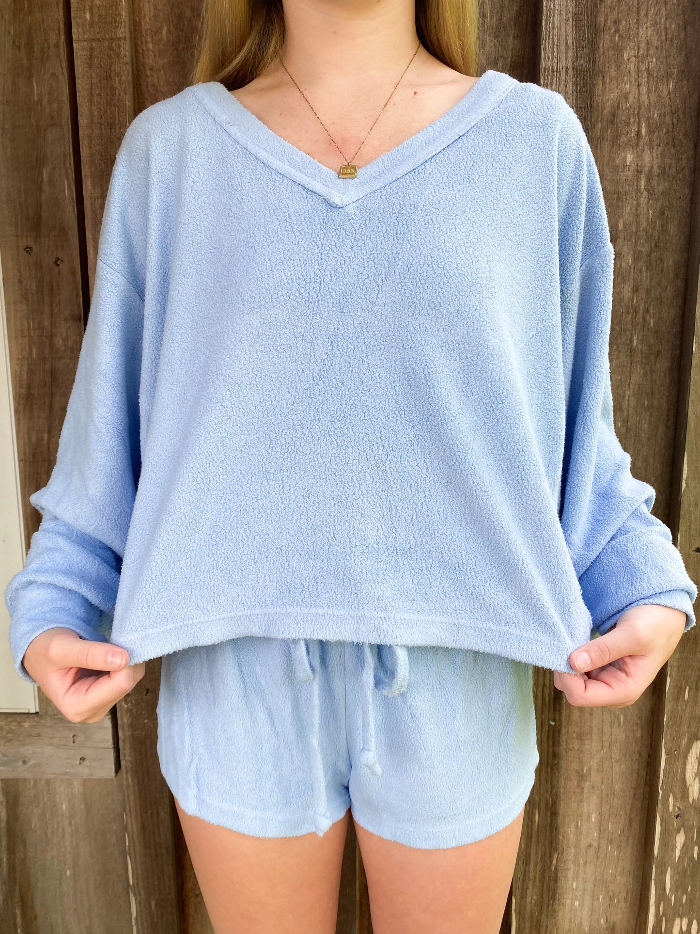 The Fuzzy Cloud Comfort Set in Cashmere Blue lalamia