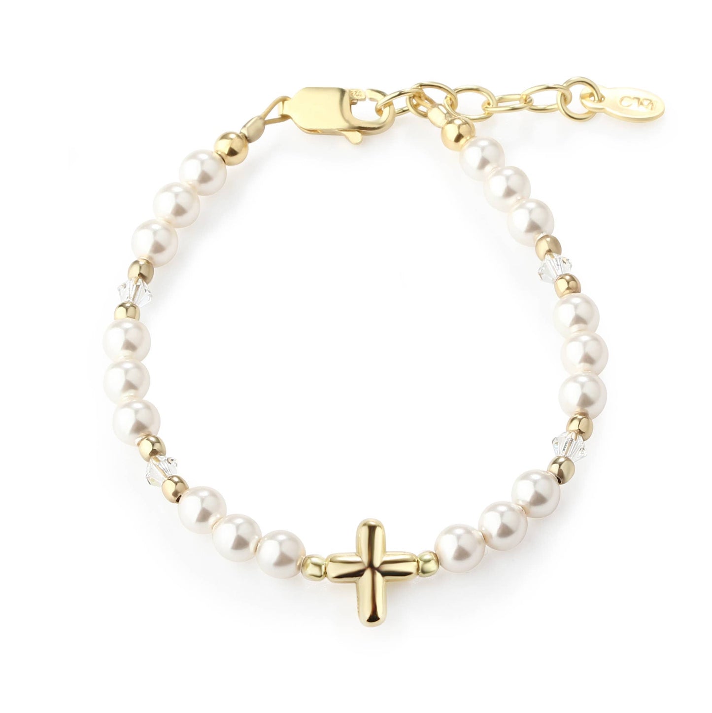 Cherished Moments - 14K Gold-Plated Baby Cross Bracelet Baptism & Communion Gift: Medium 1-5 Years Cherished Moments