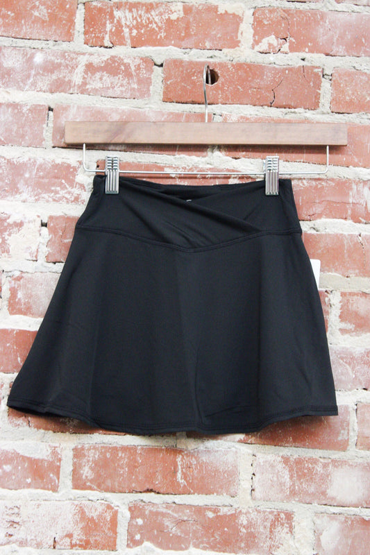 Girls Black Jersey Crossover Waistband Active Tennis Skort 90 Degree by Reflex & Yogalicious