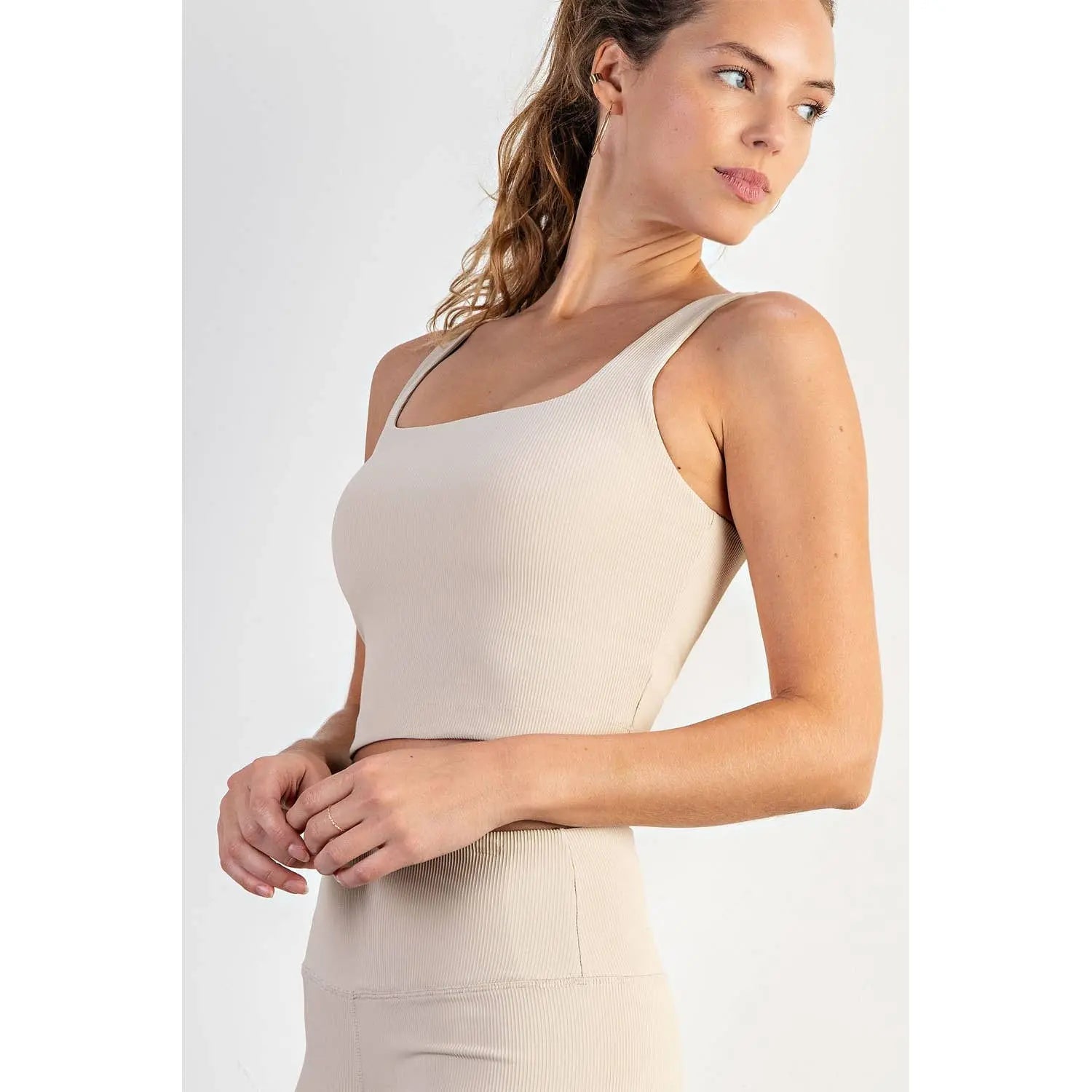 Rae Mode - NYLON RIB SQUARE NECK SLEEVELESS CROP TOP Rae Mode