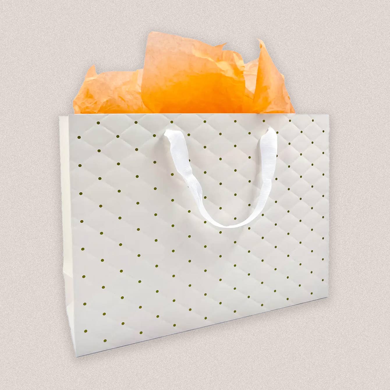 ByHome - 12pcs, 2 sizes ivory dot wavy surface gift bag w/ tissue: Medium ByHome