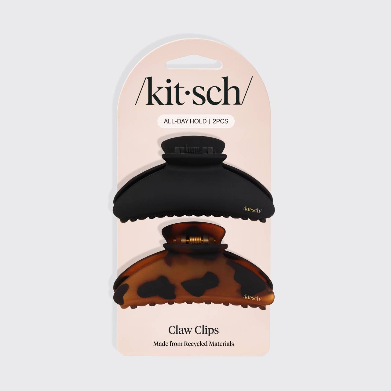 KITSCH - Recycled Plastic Medium Claw Clips 2pc - Black & Tort KITSCH
