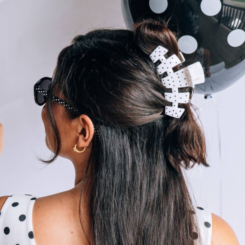TELETIES - Classic White Polka Dot Party Large Claw Clip TELETIES