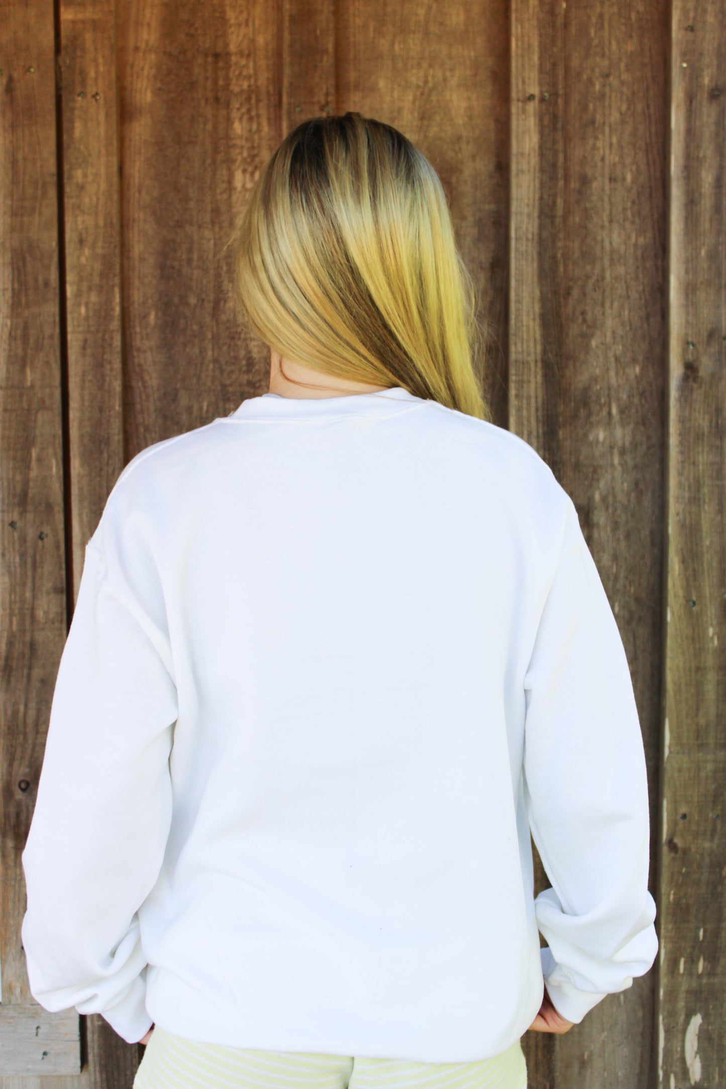 - Louisiana Coquette Faux Embroidery , White Sweatshirt Trendy Transfers