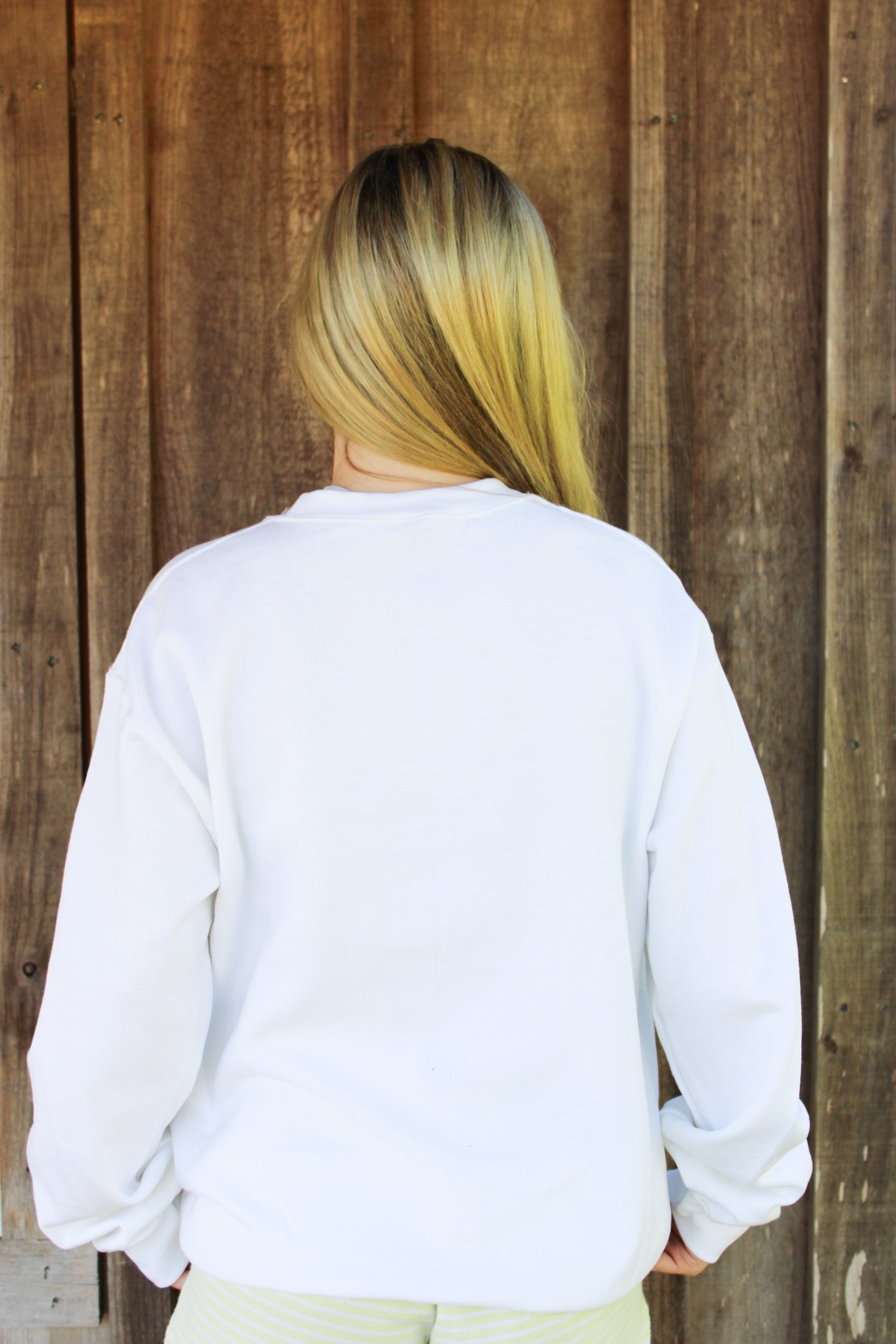 - Louisiana Coquette Faux Embroidery , White Sweatshirt Trendy Transfers