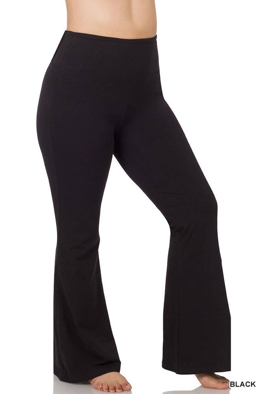 Vanilla Monkey - Plus Wide Waistband Yoga Flare Pants: BLACK / 2-2-2 (1XL-2XL-3XL) Vanilla Monkey
