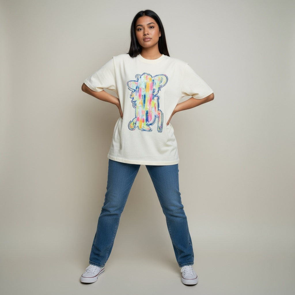Colorful Brushstroke Rebelman Ivory T-Shirt SOUTHERN SUNDROP BOUTIQUE