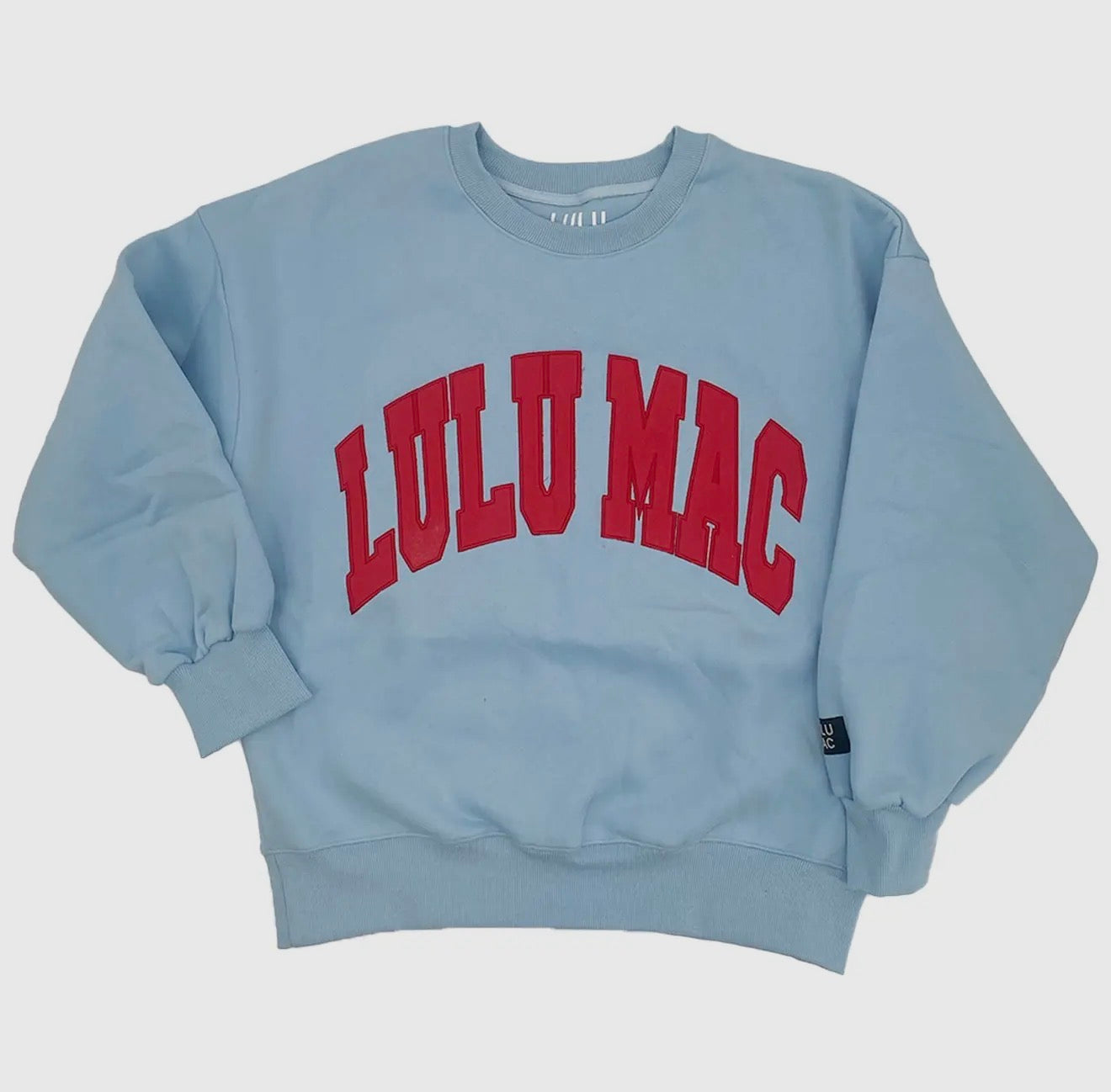 Lulu Mac Light Blue Red Stitch Sweatshirt SOUTHERN SUNDROP BOUTIQUE