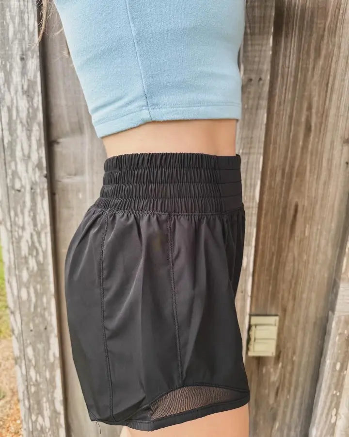 Rae Mode - 3INCH STRETCH WOVEN EXERCISE SHORTS WITH SIDE MESH DETAILS A Rae Mode