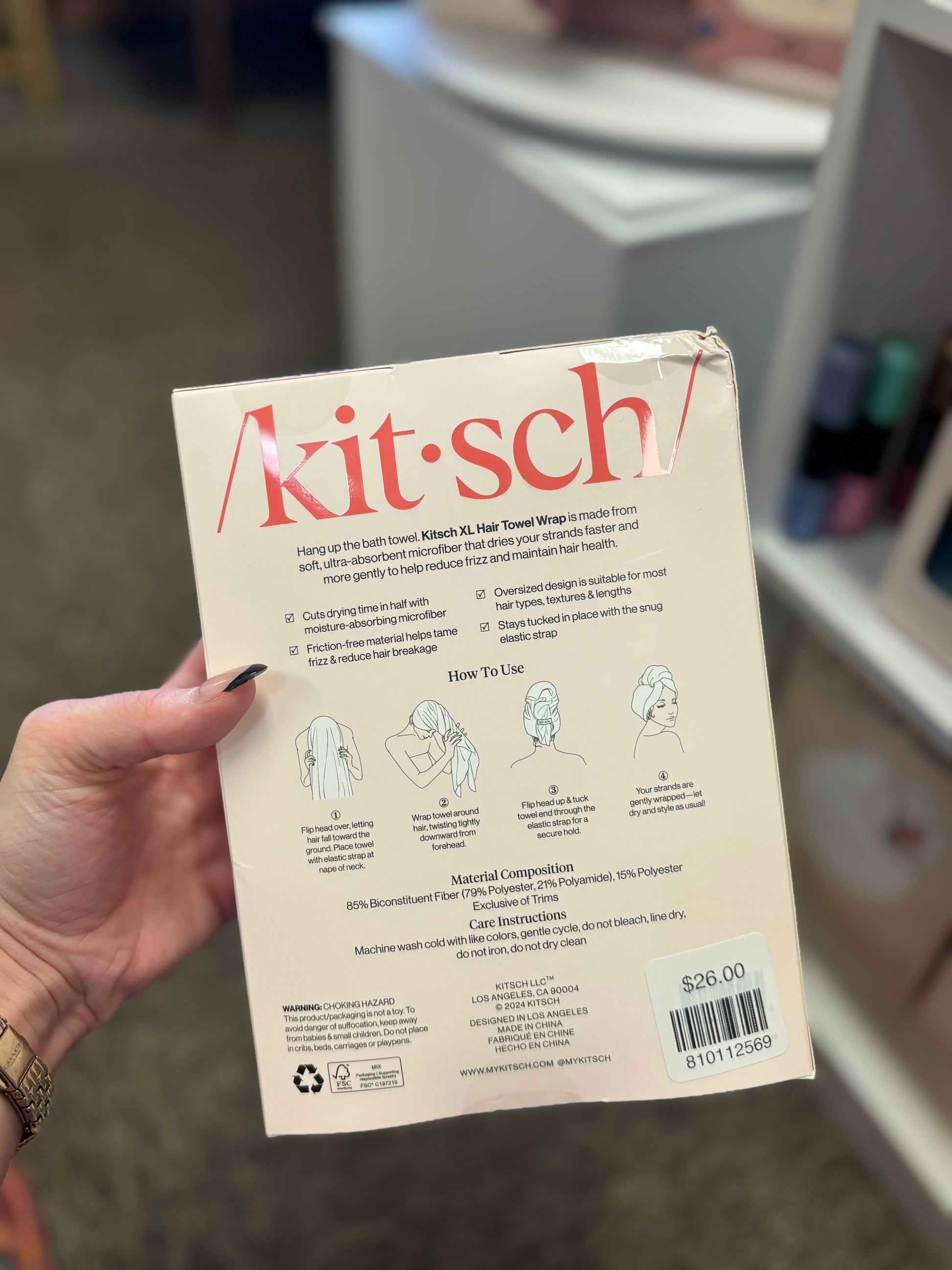 Cherry Print XL Hair Towel Wrap KITSCH