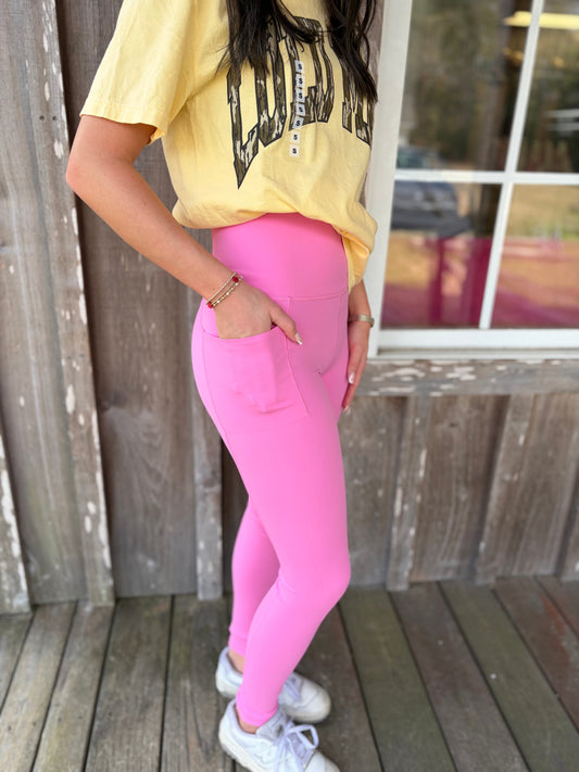 Lulu Mac Pink Solid Leggings Girlie Girl Originals