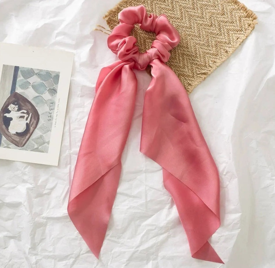Solid Color Knotted Ribbon Hair Tie Scrunchies ACCITY