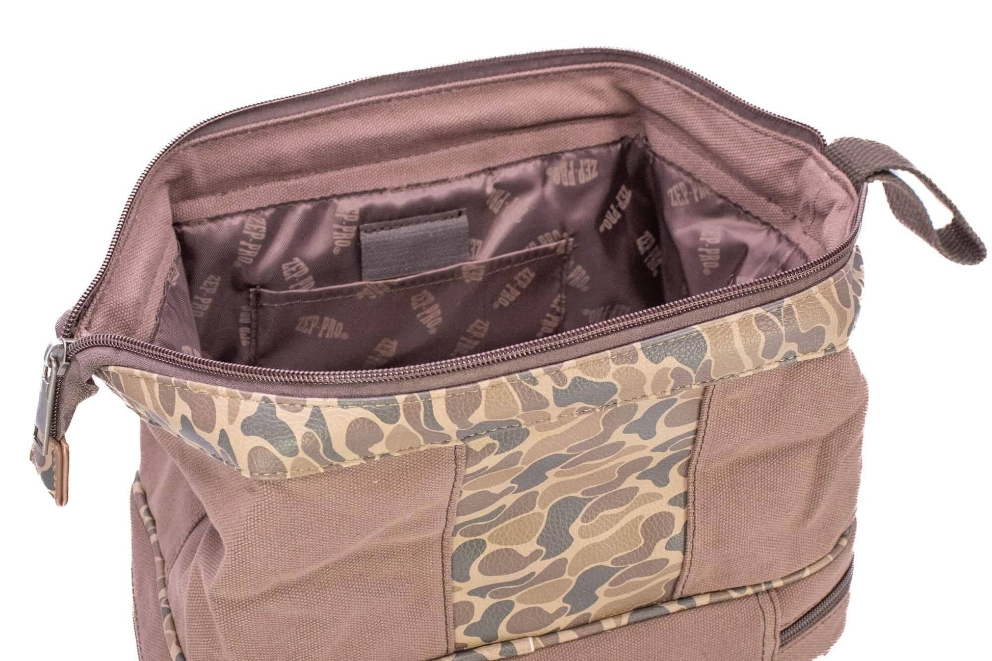 Zep-Pro - Shot Shell Brown Waxed Canvas Old School Camo Men's Toiletry Dopp Bag.: Brown/Tan Zep-Pro