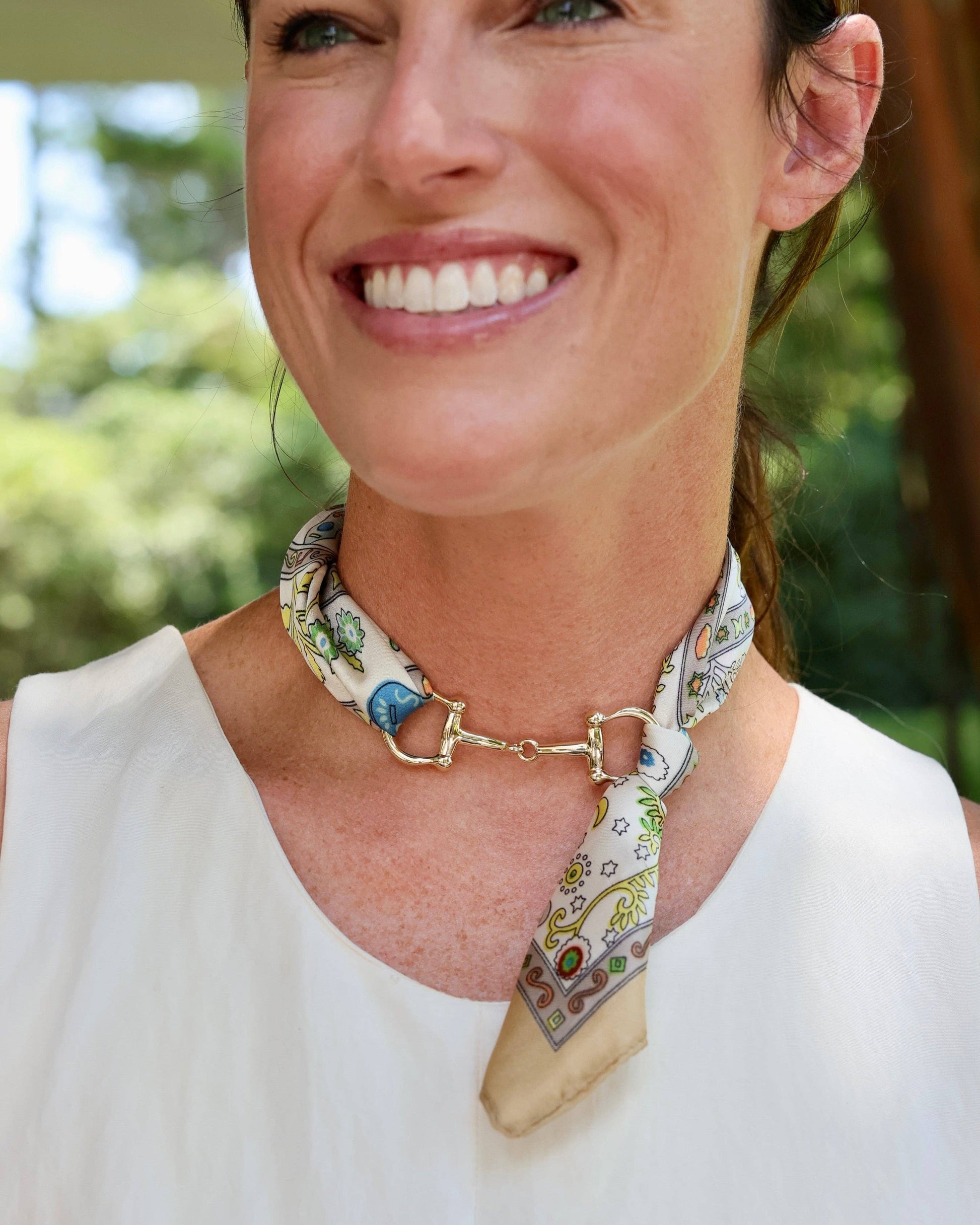 Caroline Hill - Lana Horsebit Scarf Necklace Blue Multi: Default Caroline Hill