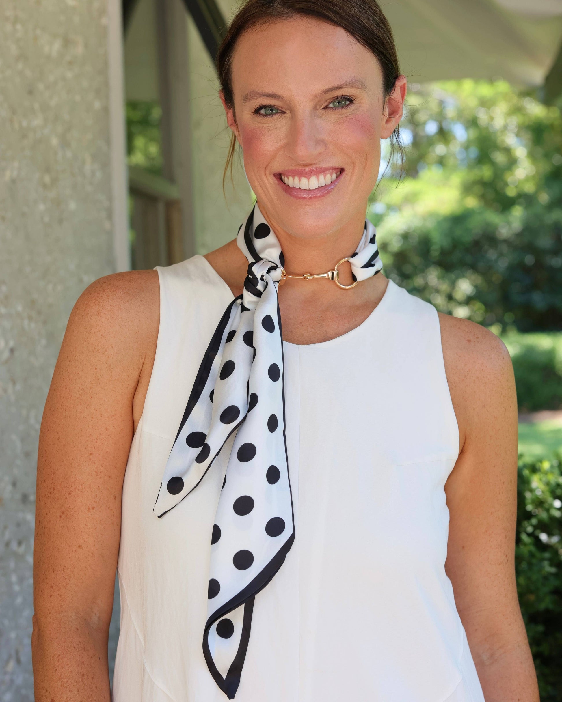 Caroline Hill - Henley Horsebit Buckle Scarf Necklace Black White: Default Caroline Hill