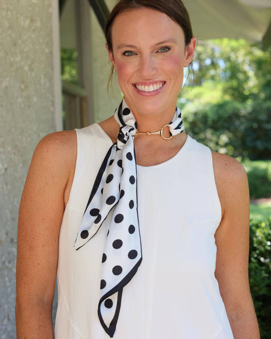Caroline Hill - Henley Horsebit Buckle Scarf Necklace Black White: Default Caroline Hill