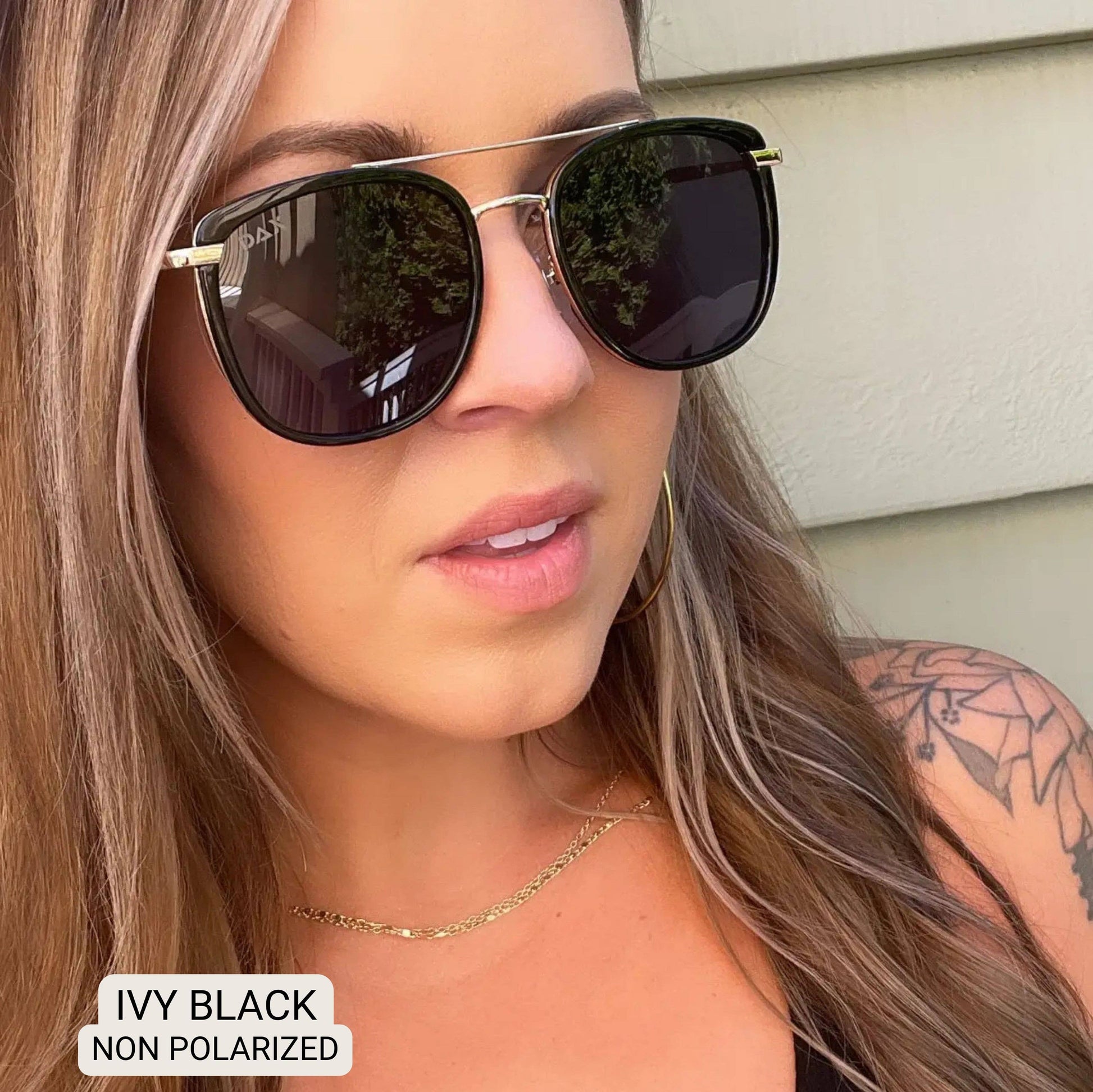 DAX Eyewear - Ivy - Women's Oversized Square Sunglasses: BLACK DAX Eyewear