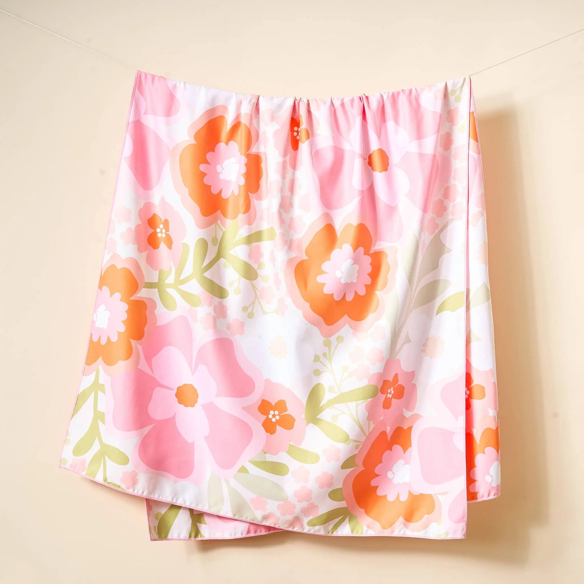 The Darling Effect - XL Quick-Dry Beach Towel-Beyond Blooms Pink Orange The Darling Effect