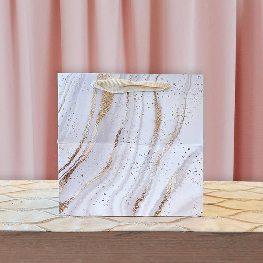 ByHome - Gold Glitter Print Pattern Marble Square Gift bag w/ Tissue: S1 ByHome