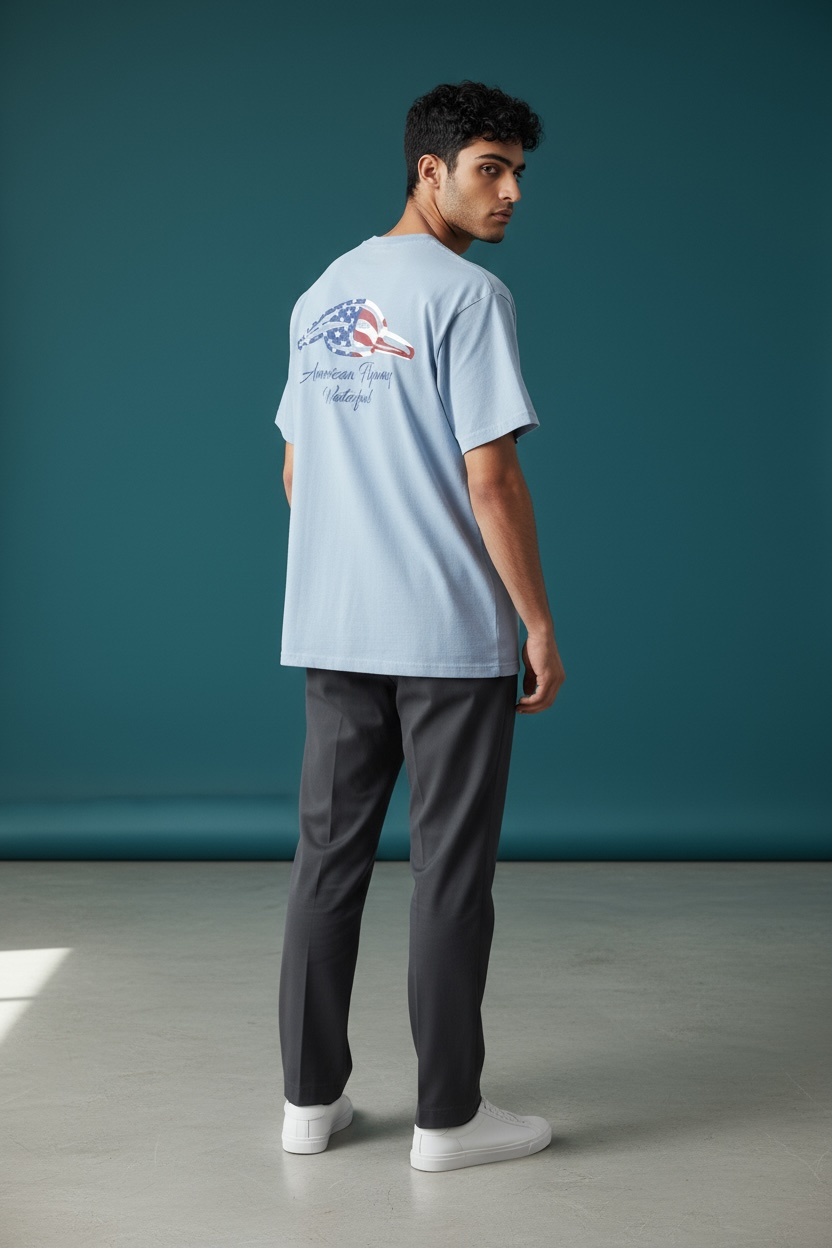 American Flyway Waterfowl - Stars and Stripes Tee - Light Blue: XXL American Flyway Waterfowl