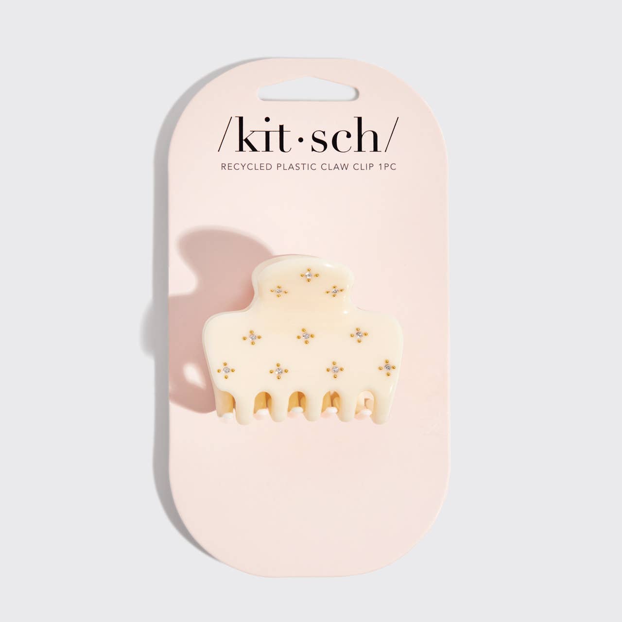 KITSCH - Recycled Plastic Rhinestone Medium Puffy Claw Clip 1pc-Ivory KITSCH