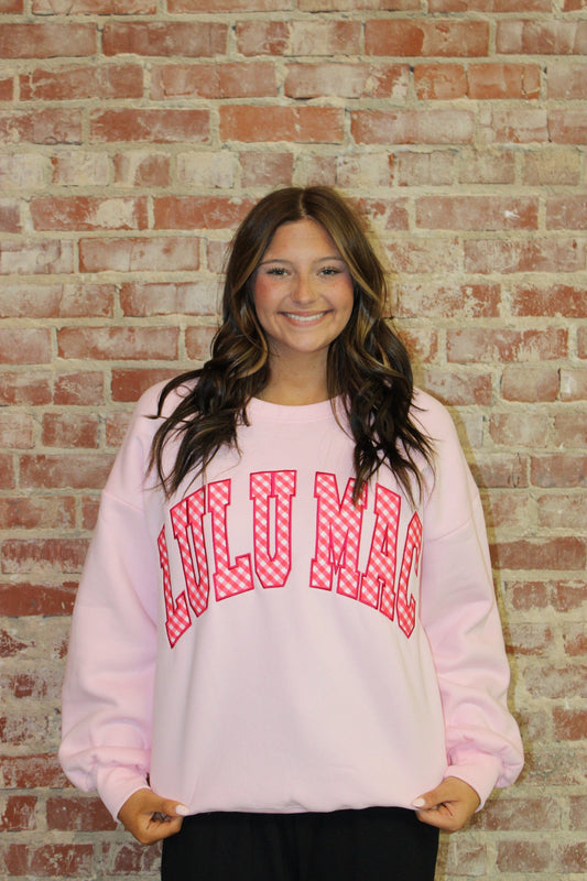 Lulu Mac Pink With Red Gingham Sweatshirt Girlie Girl Originals