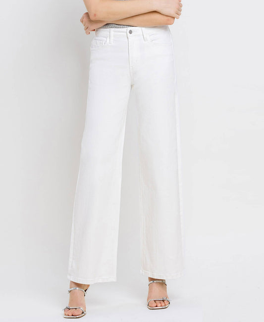 VERVET by FLYING MONKEY - HIGH RISE WIDE LEG JEANS T6393WH: OPTIC WHITE / 29 VERVET by FLYING MONKEY