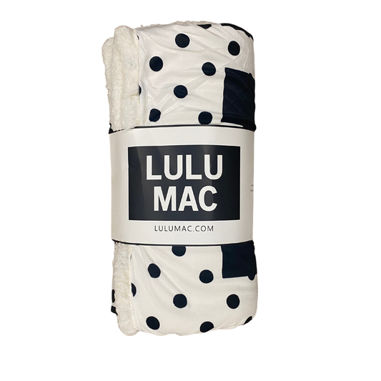 Girlie Girl Originals - LM-BK-1002-PD LULU MAC BLANKET WHITE WITH BLACK DOTS Girlie Girl Originals