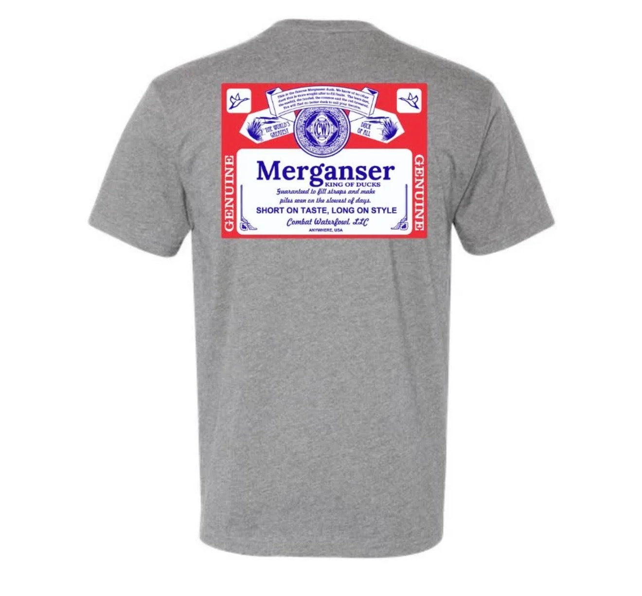 Combat Waterfowl Merganser Beer Label Tee COMBAT WATERFOWL