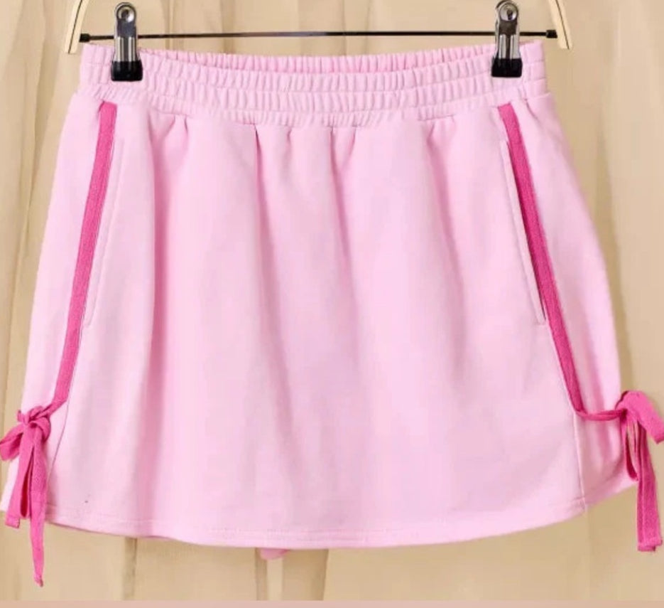 Main Strip Terry Knit Skort With Twill Tape And Bow Tie Main Strip