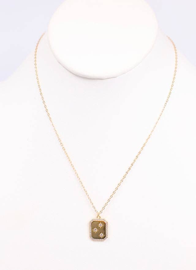 Caroline Hill - Carlin CZ Plate Necklace GOLD: Default Caroline Hill