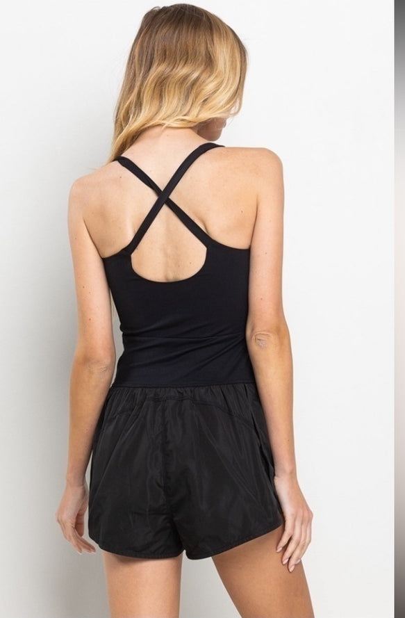 TCEC Sleeveless Athletic Romper With Elastic Waistband TCEC