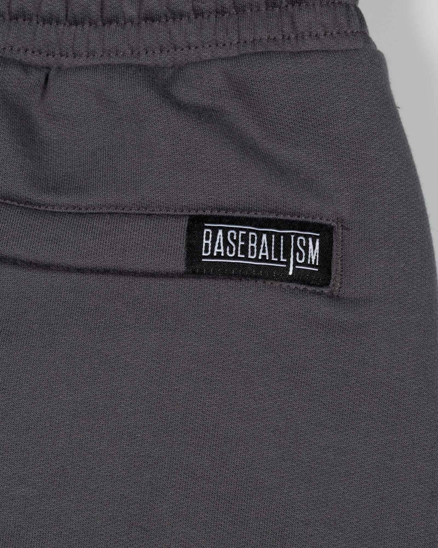 Baseballism - Play Hard Comfort Sweat Shorts (Charcoal) - Youth: Youth Medium Baseballism