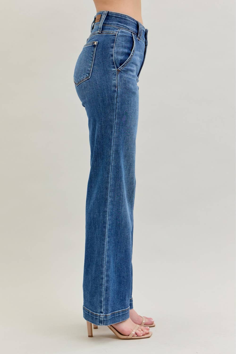 Judy Blue Jeans - HW Double Button Wide Leg: MD / 5(27) Judy Blue Jeans