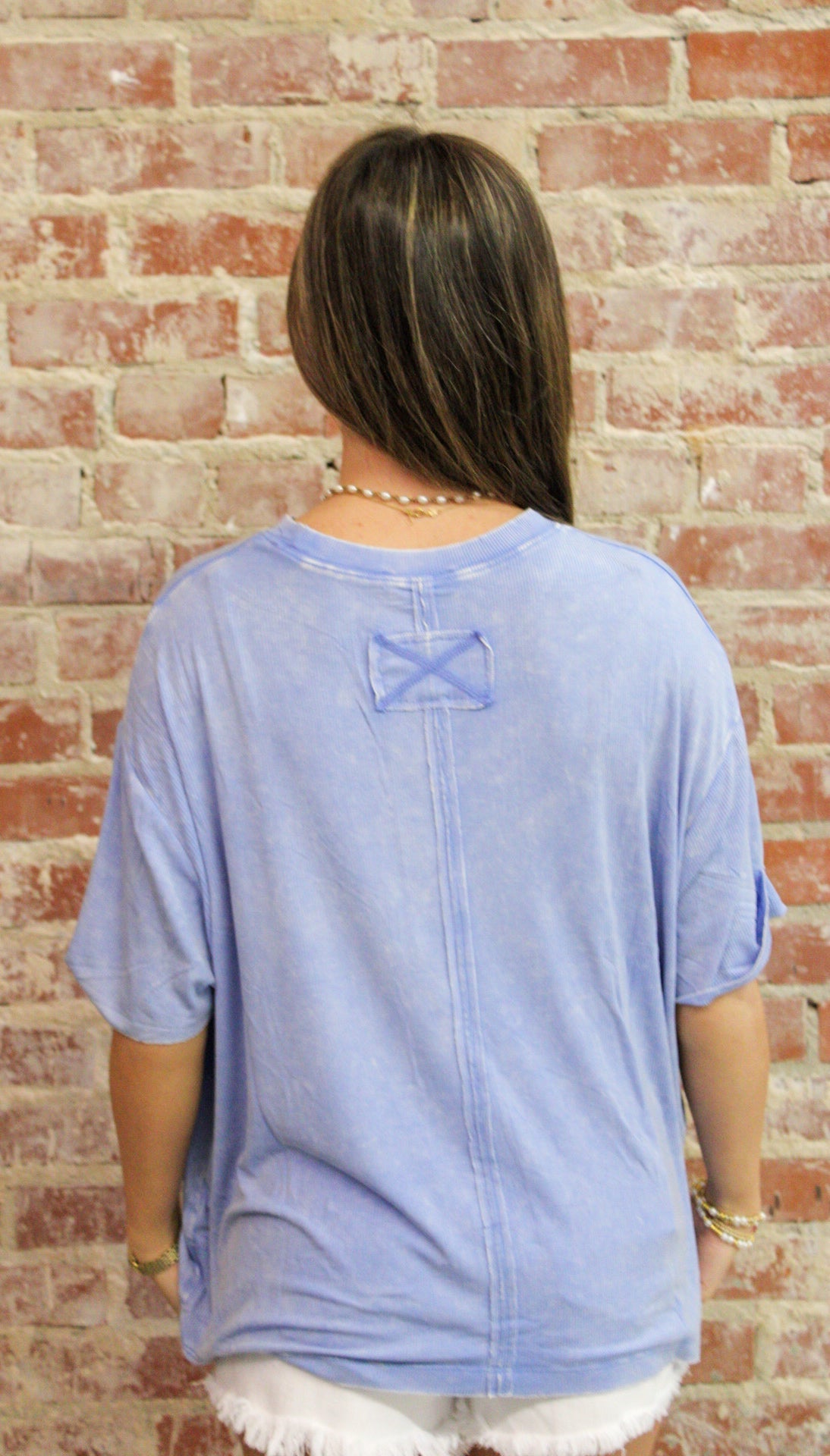 Zenana Washed Ribbed Cuffed Short Sleeve Round Neck Top Zenana