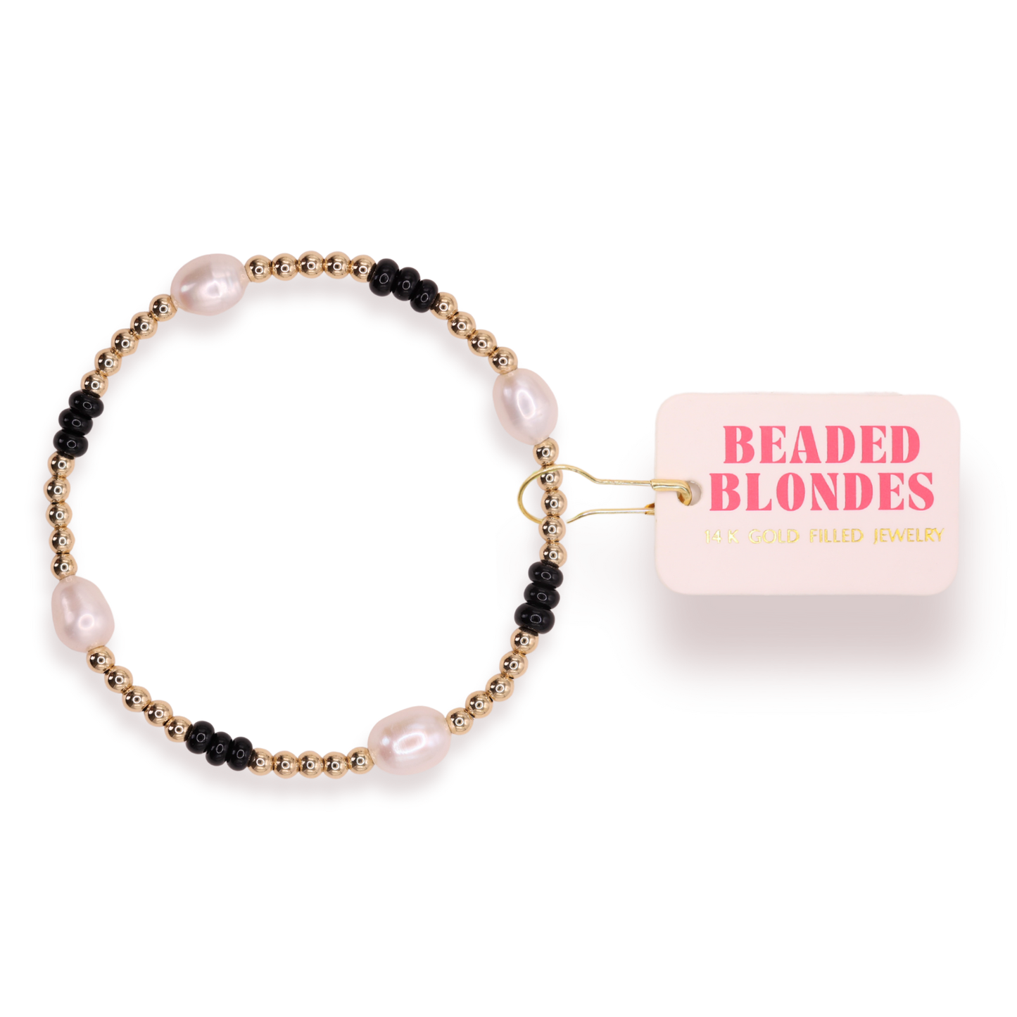Beaded Blondes - Black Pearl Poppi Bracelet: Petite 6.25 inch Beaded Blondes