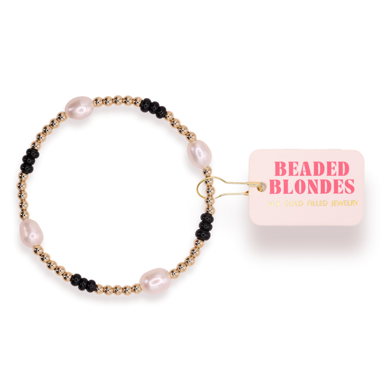 Beaded Blondes - Black Pearl Poppi Bracelet: Petite 6.25 inch Beaded Blondes