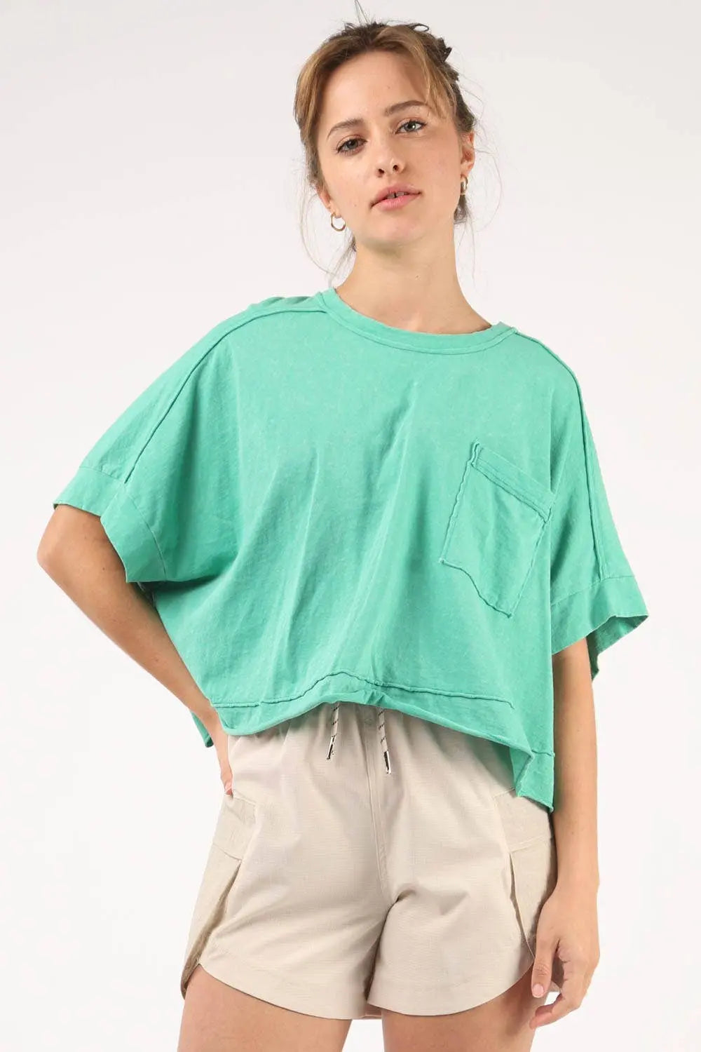 Oversized Washed Crop Knit Top VERY J / LOVE RICHE