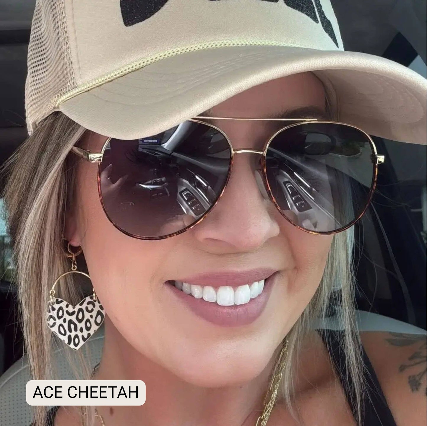 DAX Eyewear - ACE - Unisex Aviator Sunglasses – Polarized Hair-Friendly: Cheetah DAX Eyewear