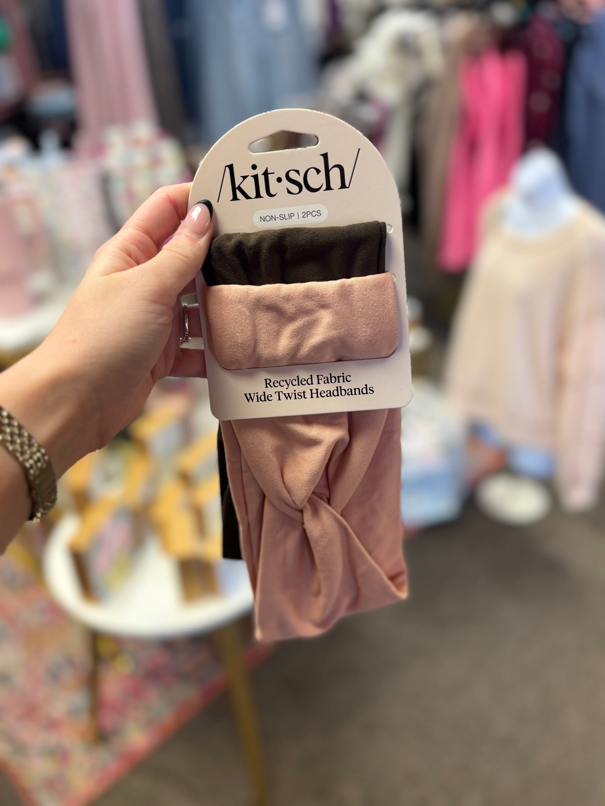 2 Piece Recycled Fabric Wide Twist Headbands Set- Rosewood KITSCH