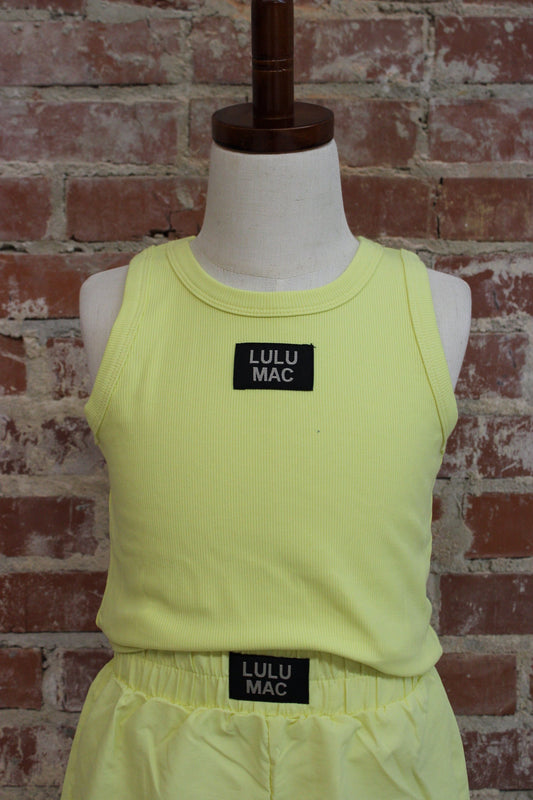Lulu Mac Youth 1000 Neon Yellow Solid Tank Top Girlie Girl Originals