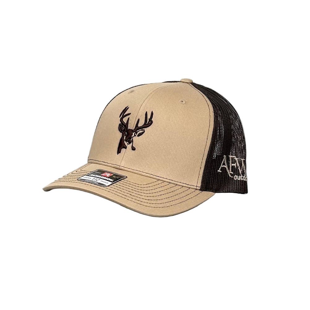 American Flyway Waterfowl - 112 Khaki / Coffee Buck Logo Trucker American Flyway Waterfowl