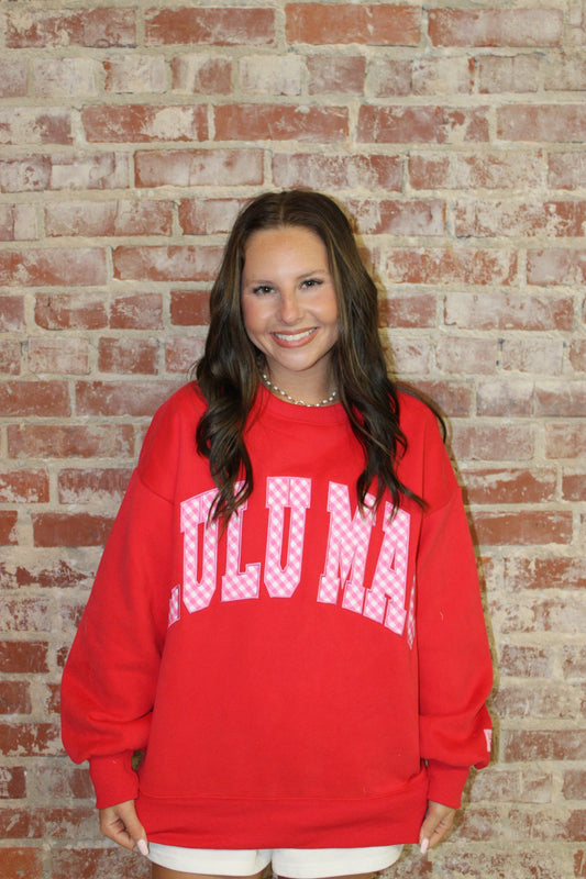 Lulu Mac Red With Pink Gingham Sweatshirt Girlie Girl Originals