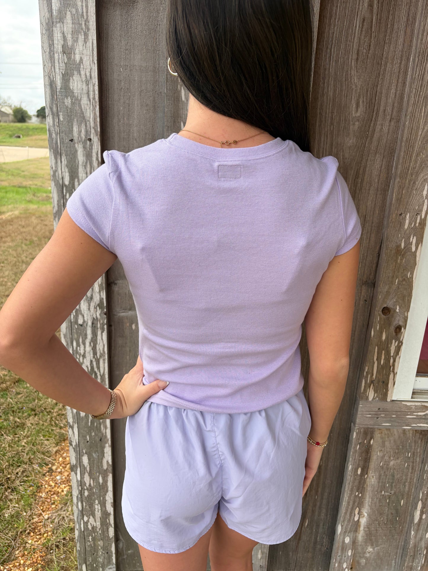 Lulu Mac Lavender Baby Doll Short Sleeve Top Girlie Girl Originals