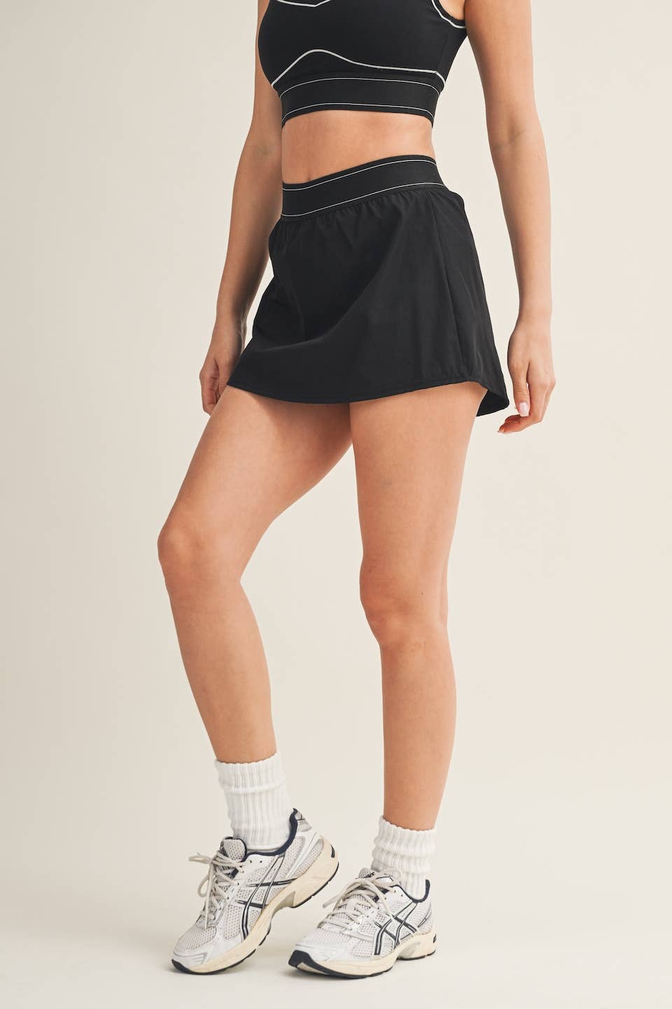KIMBERLY C - Lightweight Skort with Elastic Waistband: Black / M KIMBERLY C
