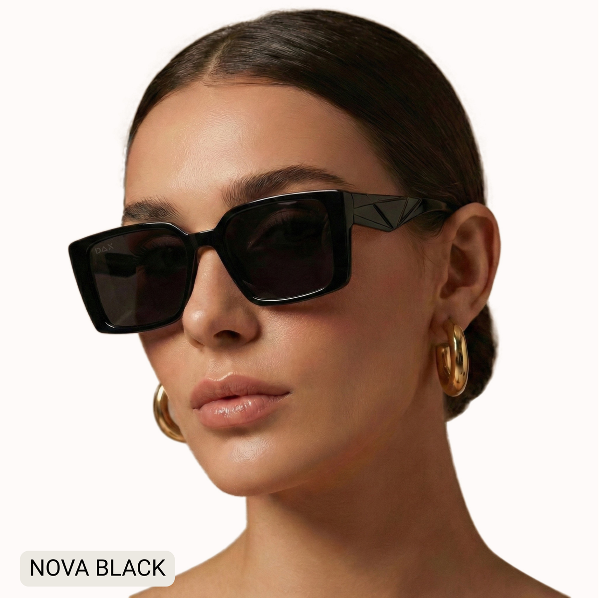 DAX Eyewear - Nova - Women's Polarized Medium Rectangle Sunglasses: Black DAX Eyewear