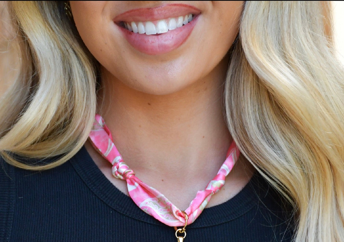 GIRLIE GIRL PINK SCARF NECKLACE WITH CHARM Girlie Girl Originals