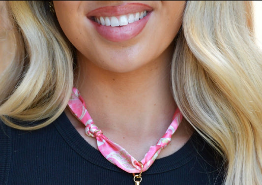 GIRLIE GIRL PINK SCARF NECKLACE WITH CHARM Girlie Girl Originals